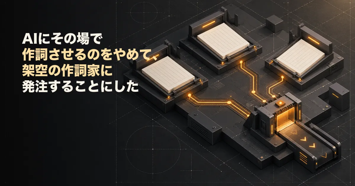 🎤 AIにその場で作詞させるのをやめて、架空の作詞家に発注することにした